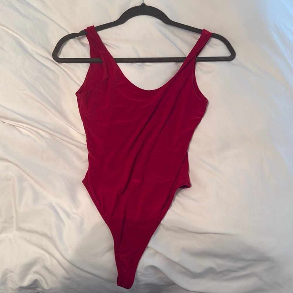 Red Bodysuit Thong style size XS-small hot red so soft